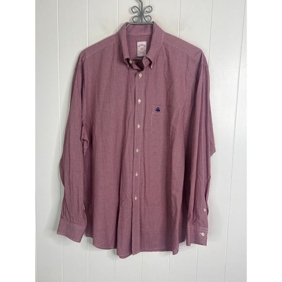 Brooks Brothers Men's The Original Polo Fit Pinpoint Gingham Button Front Shirt - Picture 1 of 6